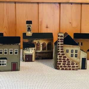 Set of five wood houses
